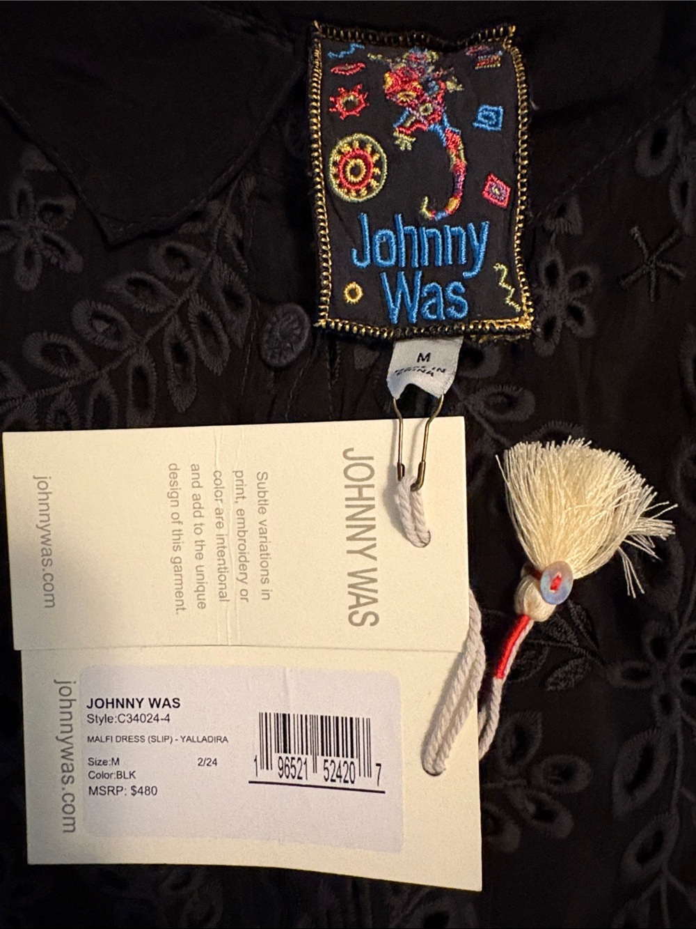 Johnny Was Black Eyelet Mini Dress - Picture 6 of 7
